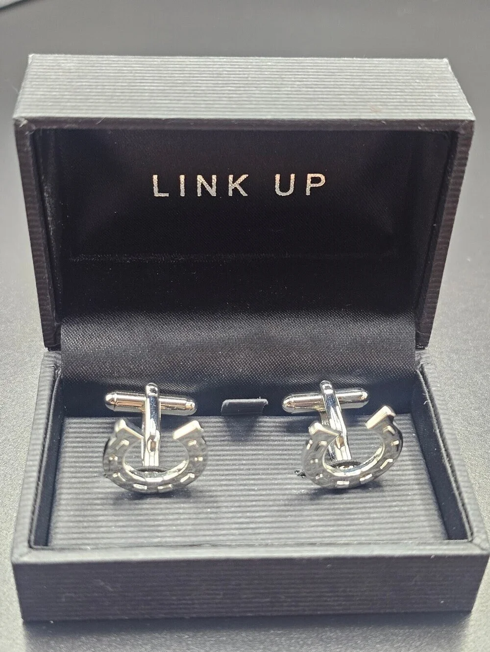 Link Up Silver Horseshoe Cufflinks in Original Box